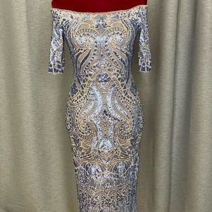 BCBG blue sequin dress
